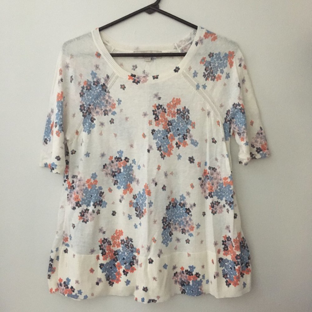Loft Floral Print Swing Sweater